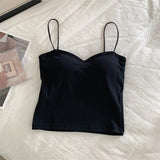 Hulianfu Woman Padded Tank Top Women Spaghetti Strap Vest Sexy Camisole With Bra Female Crop Tops Dropshipping