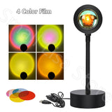 HULIANFU Sunset Lamp USB Projection Rainbow Atmosphere Night Light Sunset Lamp Bedroom Room Decoration Background Wall LED Table Light