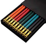 HULIANFU JANKNG 5 Pair Japanese Chopsticks Alloy Non-Slip Sushi Chop Sticks Set Chinese Gift Reusable Chopsticks Tableware Gift Kitchen
