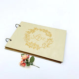 HULIANFU New Wooden Wedding Guestbook Reception Book Sign-in Book Personalized Mr. and Mrs. Photo Frame Wedding Decoration Supplies