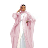 hulianfu Summer Eid Djellaba Abaya Dubai Shiny Soft Puff Sleeves Muslim Dress Silky Abaya Dubai Turkey Muslim Dress Islam Abayas WY800