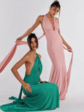 hulianfu Pullover Backless Lace Up Dress Women Off Shoulder Sleeveless Floor Length Long Robes Summer Female Sexy Prom Evening vestido