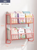 HULIANFU Simple Metal Bookshelf Iron Art Furniture Children  Picture Books Storage Rack Save Space Wall Hanging Shelf Bookcase Bedroom