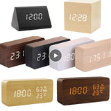 HULIANFU USB/AAA  Clocks LED Wooden Alarm Clock Watch Table Voice Control Digital Wood Despertador Electronic Desktop Table Decor