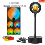 HULIANFU Sunset Lamp USB Projection Rainbow Atmosphere Night Light Sunset Lamp Bedroom Room Decoration Background Wall LED Table Light