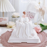 HULIANFU New Back Silk Gauze Skirt Happy Mothers Day Cake Topper Girl Birthday Cake Decoration Party Supplies Cake Decorating Tools