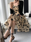Hulianfu Women Fashion Spaghetti Strap Prom Mini Dress Suit Elegant Sleeveless Slim Vestdios Female Bodycon Evening Party Clothes Summer