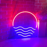 HULIANFU Sun Ocean LED Neon Sign Decor, Custom Made Neon Signs Aesthetic Wall Decor, Bedroom Decor, Home Decor, Room Decor