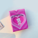 HULIANFU Kawaii Bear photo album 3 Inch Love Heart Hollow Kpop Card Binder Name Card Book Photo Album Card Photocard ID Holder 40 Pockets