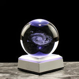 HULIANFU New 80mm K9 Crystal Solar System Planet Globe 3D Laser Engraved Sun System Ball with Touch Switch LED Light Base Astronomy Gifts