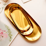HULIANFU Nordic Oval Electroplated Metal Stainless Steel Swing Plate Creative Home Decoration Fruit Tray Tea Tray Storage Tray