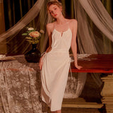 hulianfu Nightdress Women Backless Sleepwear Home Dress Sexy Spaghetti Strap Nighty Gown Sleepshirts Nightgowns Loungewear