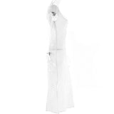 hulianfu hulianfu Sexy Hollow Out Midi Dress for Women Summer Elegant Chic V-Neck Slim Party Dress White Short Sleeve Casual Dress