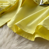 Hulianfu New Fashion Women Spring Summer Yellow Shirt Sexy Spaghetti Strap Slash Neck Off Shoulder Long Sleeve Blouse with Belt