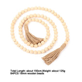 HULIANFU Natural Wood Bead Garland With Jute Rustic Wall Hanging Tassels String Handmade Garland Farmhouse Ornament DIY Home Decoration