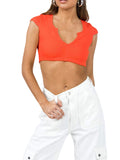 Hulianfu Women Y2k Crop Tops Short Sleeve Baby Tees for Teen Girls Summer Slim Fit Cropped Sweet T-Shirt Streetwear