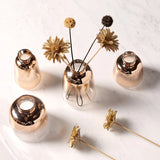 HULIANFU Modern Electroplated Gold Glass Vase Hydroponics Small Vases Dried Flower Decor Tabletop Containers Wedding Home Decoration