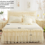 HULIANFU  1 Piece Lace Bed Skirt +2pieces Pillowcases bedding set Princess Bedding Bedspreads sheet Bed For Girl bed Cover King/Queen size