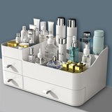 HULIANFU Large Capacity Drawer Make Up Organizer Bathroom Makeup Storage Box Women Skin Care Dressing Table Cosmetic Lipstick Beauty Case