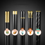 HULIANFU JANKNG 5 Pair Japanese Chopsticks Alloy Non-Slip Sushi Chop Sticks Set Chinese Gift Reusable Chopsticks Tableware Gift Kitchen
