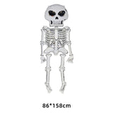 HULIANFU Large 86x165cm Skeleton Man Balloons Halloween Decorations Globos Scary Halloween Skull Ballons Halloween Party Home Decorations