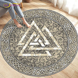 HULIANFU Viking Valknut Yggdrasil Tree of Life Area Rug Round Carpets Rugs for Living Room Bedroom Foot Pad Decoration,Non-slip Floor Mat