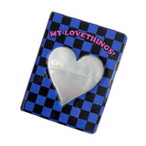 HULIANFU Kpop Card Binder 3inch Photo Album Hollow Love Heart Model Photocard Holder Plaid Album Instax Mini Album For Cards Collect Book