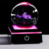 HULIANFU New 80mm K9 Crystal Solar System Planet Globe 3D Laser Engraved Sun System Ball with Touch Switch LED Light Base Astronomy Gifts