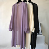 Hulianfu long Jacket Women Summer Thin Loose See-through Sunscreen Pure Long Sleeve Sexy  Coat Chiffon Bohemian Female New Fashion Tops
