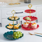 HULIANFU Table Plates Luxury Tableware Wedding Party Candy Dessert Dishes Fruit Bowl Home Cake Display Standing Kitchen Decoration Trays