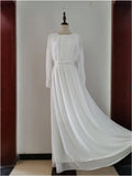 Women Princess Dress Party Elegant Big Swing Empire Autumn Female O-neck White Long Sleeve Fashion Chiffon Clothing