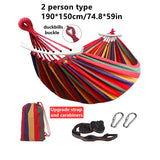 HULIANFU Outdoor Hammock Portable Garden Hammock Sports Home Travel Camping Swing Canvas Stripe Hang Bed Hammock Double Single People