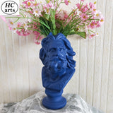 HULIANFU W&amp;G Nordic Vase Home Decor Vase Creative Human Head Portrait Flower Vases Room Decoration Resin David Flower Vase Room Decor