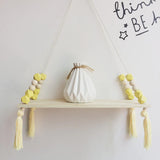 HULIANFU Nordic Nursery &amp; Kids Decor Tassels Storage Shelf Rack Wall Hanging Wood Toys Model Baby Kid Room Furnish Artic Home Decoration
