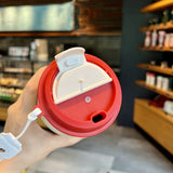 HULIANFU New Fashion 420ml/620ml Double Stainless Steel Coffee Mug Wtih Rope Portable Car Thermos Mug Vacuum Flask Travel Tumbler