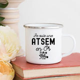HULIANFU Merci Maîtresse/Atsem Print Coffee Mug Creative Enamel Cups Drinks Water Milk Cup Mug School Home Handle Drinkware Teacher Gifts