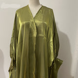 hulianfu Summer Eid Djellaba Abaya Dubai Shiny Soft Puff Sleeves Muslim Dress Silky Abaya Dubai Turkey Muslim Dress Islam Abayas WY800