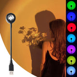 HULIANFU USB Sunset Rainbow Lamp Projection Atmosphere 7 Colors Night Light Photography Live Streaming Background Home Wall Decoration 50