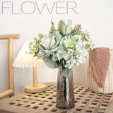 HULIANFU 2023 Autumn Artificial Flowers 43cm Silk Rose Flower Bouquet Arrangement Luxury Fake Flower Wedding Living Room Decoration