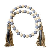 HULIANFU Natural Wood Bead Garland With Jute Rustic Wall Hanging Tassels String Handmade Garland Farmhouse Ornament DIY Home Decoration