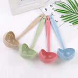HULIANFU New Soup Spoon Long Handle Kitchen Strainer Solid Color Cooking Colander Kitchen Scoop Plastic Tableware Colander Hot