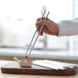 HULIANFU Stainless Steel Chopsticks Set Chinese Metal Non-slip Steel Chopstick Kit Portable Reusable Food Sushi Sticks Home Kitchen Tools