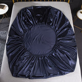 HULIANFU Luxury Emulation Silk Fitted Sheet 3/4 Pcs Sets Solid Color Satin Double Fitted Bed Sheet Set Pillowcases Queen Size Bedsheet