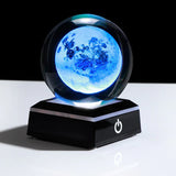 HULIANFU New 80mm K9 Crystal Solar System Planet Globe 3D Laser Engraved Sun System Ball with Touch Switch LED Light Base Astronomy Gifts