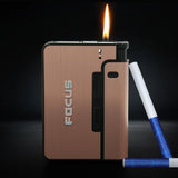 HULIANFU Portable Automatic Cigarette Case Metal Cigarette Boxes 10PCS Cigarette Holder Case Not Lighter Gadget for Men Christmas Gifts