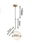 HULIANFU Nordic Glass Ball Pendant Lights Industriel Hanging Lamp luxury Gold Silver Brass art Kitchen hotel hoop decor Pendant Lamp