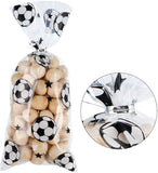 HULIANFU Soccer Party Favors Bag Heat Sealable Treat Candy Bags Goodie Bags Football Theme Gift Bags with Twist Ties for World Cup