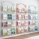 HULIANFU Simple Metal Bookshelf Iron Art Furniture Children  Picture Books Storage Rack Save Space Wall Hanging Shelf Bookcase Bedroom