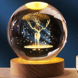 HULIANFU New 80mm K9 Crystal Solar System Planet Globe 3D Laser Engraved Sun System Ball with Touch Switch LED Light Base Astronomy Gifts