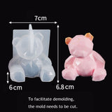 HULIANFU Sitting Position Toy Bear Silicone Candle Molds for Handmade Scented Candle Plaster Cute Bear Injection Mould Home Decor